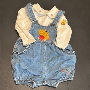 Vintage WINNIE THE POOH Denim Blue Kids Overalls